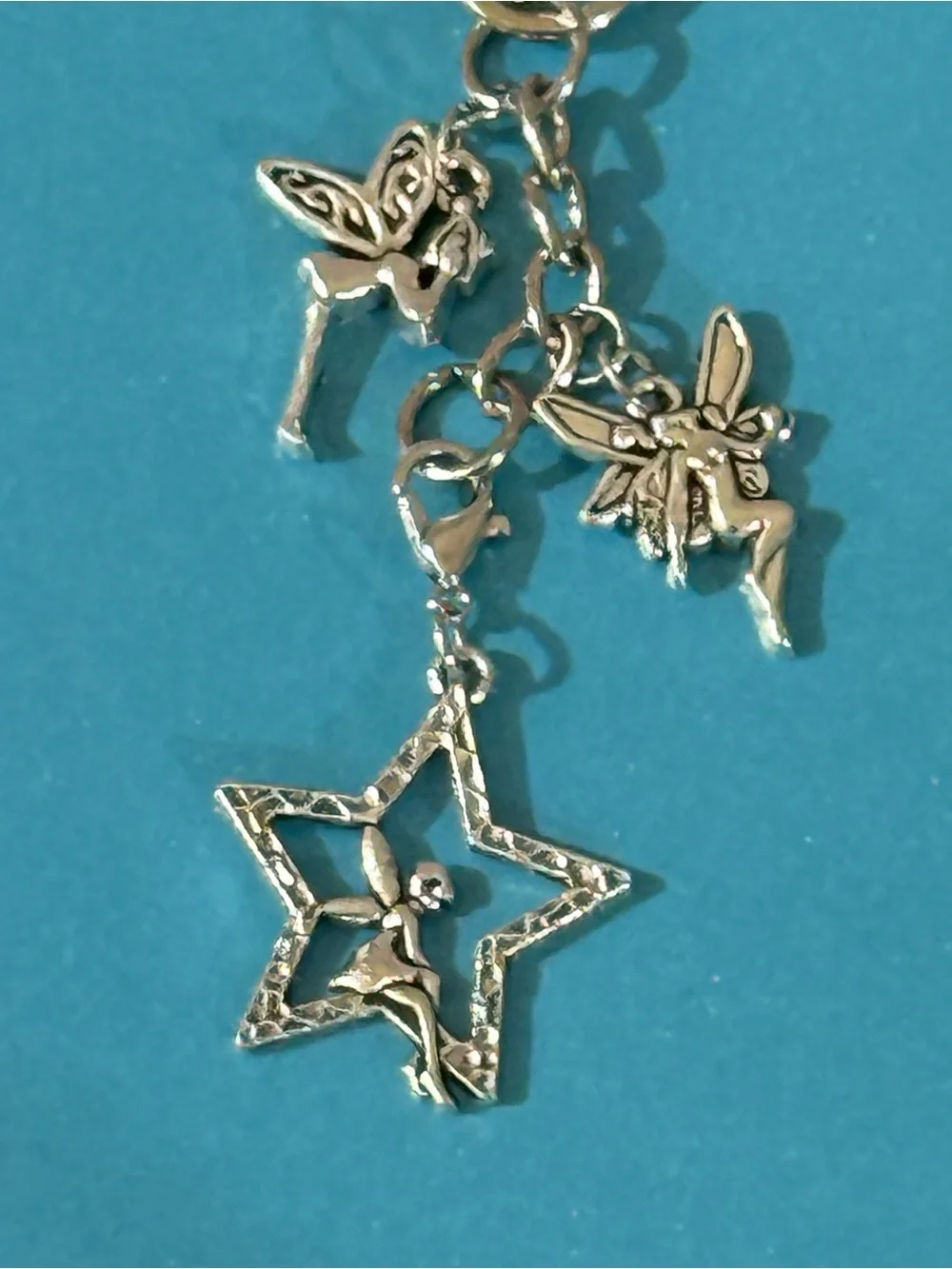 NWT Silver Fairy & Star Charm Keychain/ Bag Charm- Handmade